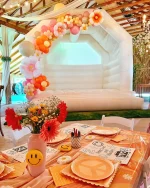 Covered Roof White Bounce House Inflatable Jumper House for Wedding