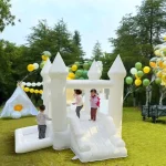 Kids Mini White Bounce House with Ball Pit and Slide