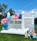 Large White Bouncy House with Slide and Ball Pit, Inflatable Jumper Bouncy Castle