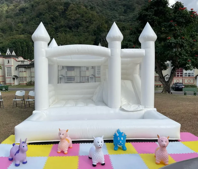 Large White Bouncy House with Slide and Ball Pit, Inflatable Jumper Bouncy Castle