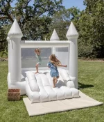 Mini White Bounce House for Kids Party, Inflatable Castle Bounce House for Kids