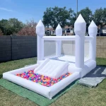 Mini White Bounce House with Slide and Ball Pit, with Air Blower