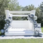 White Bounce House Flat Top with Blower, Party Wedding Decoration
